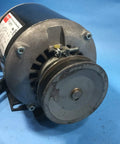 1/4 HP Belt Drive Motor Delivering Smooth Silent Operation At 1725 RPM On Split Phase 115V Frame 48 Specs close-up of motor's pulley and casing.