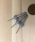Set Of 3 Pieces 0.9mm Micro Drill Bits For 3D Printer Nozzle Cleaning And Extruder Maintenance, shown with a coin for scale.