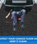 Heavy Duty Garage Floor Mat With Adhesive Backing For Under Car Work Area Oil And Water Resistant Grippy Non Slip Protector Absorbent Fabric With Waterproof Backing Garage Rugs And Mats To Guard Floors From Spills