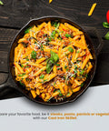 12 Inch Cast Iron Skillet With Lid Pre Seasoned Chef Pan For Indoor And Outdoor Cooking Even Heat Distribution with pasta