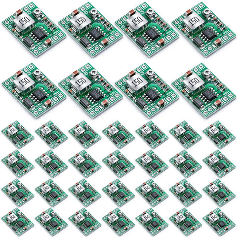 Compact MP1584EN DC-DC Buck Converter Module Adjustable Power Supply 4.5V-28V Input, 0.8V-20V Output, 3A Max, Six Pack, top view