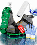 Spiked Roller Kit For Self Leveling Compound And Epoxy Floors, 9 Inch Roller With Protective Spike Shoes, Dotted Gloves