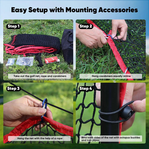 Easy setup steps for Backyard Golf Practice Net 10Ft 15Ft 20Ft with multi sport netting for baseball soccer lacrosse and ball return