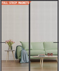 Upgraded Magnetic Screen Door With Full Strip Magnets 74x81 Inch Fiberglass Heavy Duty Mesh sliding door over living room view.