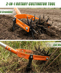 Rotary Cultivator With Long Handle And Adjustable Stainless Steel Pole 2 In 1 Hand Tiller for soil crumbling and weed cutting