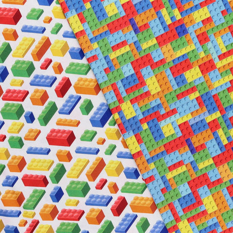 Building Blocks Cotton Fabric By The Yard 100 Percent Combed Cotton With Dope Vibrant Digital Print Soft As Butter Lightweight Quilt Ready Material For Apparel Crafts And DIY Projects Perfect For Modern Makers And Weekend Sewers, close-up of multicolor block print fabric