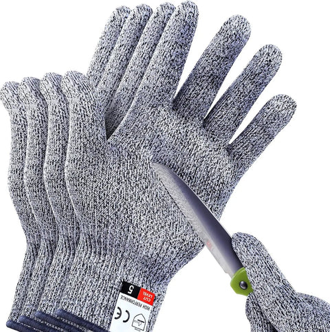 4 Pack Cut Resistant Gloves Level 5 For Kitchen Use, Go-To Safety Gear For Meat Prep, Wood Carving, Mandolin Slicing And More, Comfortable M And L Size, Heavy Duty Hand Protection