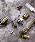 Easy DIY Table Lamp Repair Kit With 3 Way Socket And 96 Inch Cord Bronze components on display