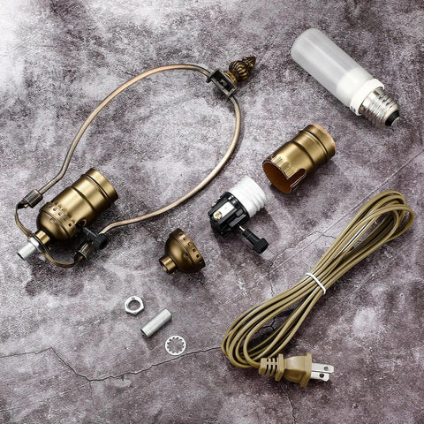 Easy DIY Table Lamp Repair Kit With 3 Way Socket And 96 Inch Cord Bronze components on display