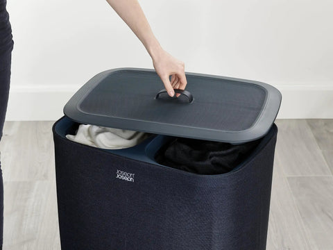 Tota 90 Liter Laundry Hamper With Dual Compartment Separation And Lid Includes 2 Removable Wash Bags With Handles For Easy Sorting