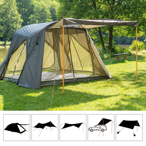 Adjustable Telescoping Aluminum Tarp Poles Set Of 2 For Camping And Backpacking used with tent awning for outdoor shelter