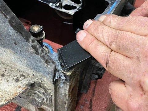 Carbide Scraper With One And A Quarter Inch Tip And Eight Inch Blade, Double Dip Grip, Heavy Duty Pro Grade For Wiping Gasket Residue From Steel And Aluminum Heads And Manifolds, Cleans Carbon Build Up And Rust, Great For Disc Brake Caliper Slides scraping gasket residue from a metal engine head