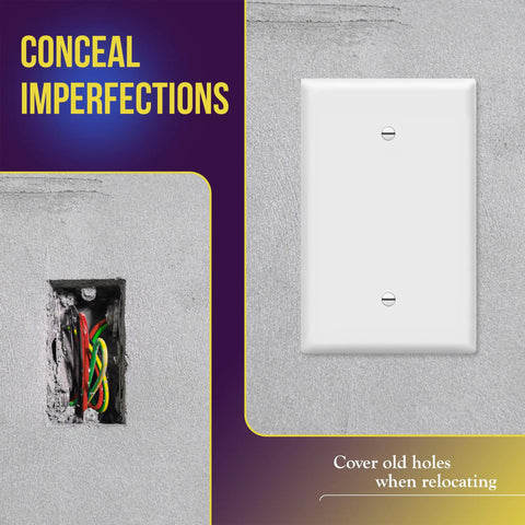 Oversized 1-Gang Blank Wall Plate Jumbo Outlet Cover 5.51 X 3.50 Inches Unbreakable Polycarbonate Thermoplastic UL Listed