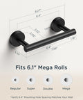 Pivoting Double Post Toilet Paper Holder Wall Mount In Matte Black Stainless Steel Rustproof Commercial Tissue Dispenser diagram