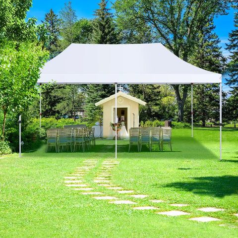 10x20 Pop Up Canopy With 6 Sidewalls For Parties And Outdoor Events, Waterproof UV50 Instant Shelter Gazebo in a garden setting.