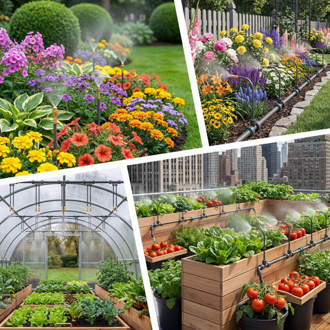 Drip Irrigation Kit With Smart Water Timer For Garden Yard And Greenhouse, 98 Feet Half Inch Hose, 20 Adjustable Copper Nozzles
