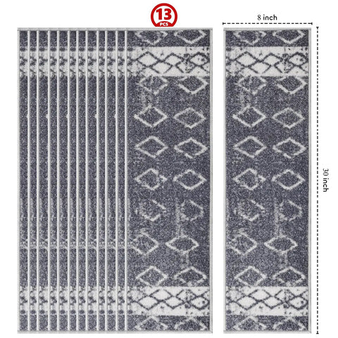Non Slip Stair Treads Set of 13 Blue Bohemian Distressed Peel and Stick Alfombras for Stairs 8x30 Inches Easy Install No Residue