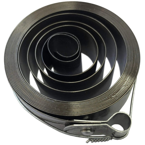 Close-up of a coiled Tempered Steel Loop End Clock Mainspring 3/4 x 0.018 x 96 Inches for Clock Repair Pros