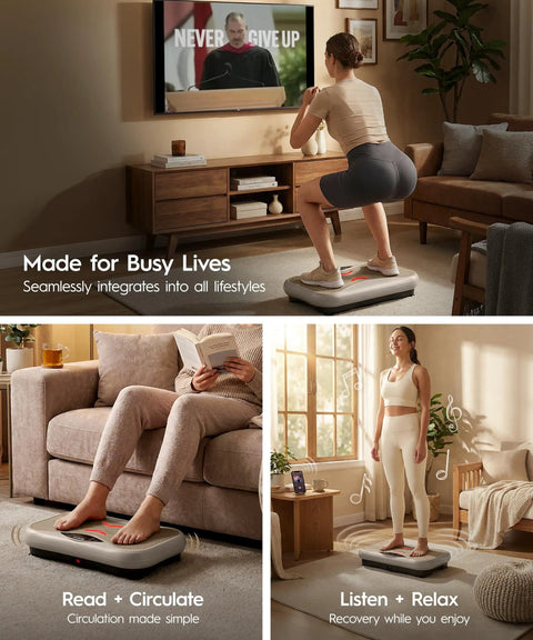 Wave Board With Red Light Therapy And Vibration Plate for Lymphatic Drainage in home gym with user and remote control