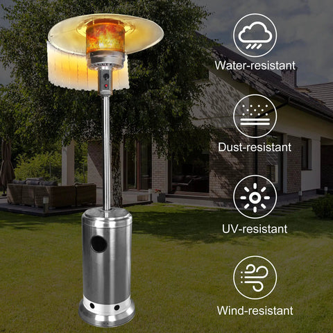 Heat Boost Patio Heater Reflector Shield Upgraded 12 Inch Height Directs Heat Exactly Where You Want No Wasted Heat Aluminum Ten Panel Shield shown outdoors