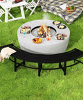 Curved Fire Pit Bench Set Of 4 Outdoor Metal Benches Waterproof Backless Steel Seats For Garden Patio Porch Yard All Weather
