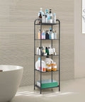 Rock Solid And Super Roomy Five Tier Extendable Metal Wire Storage Rack Heavy Duty Adjustable Height Shelf Plant Stand No Sweat Assembly For Home Or Garage Charcoal Gray with bathroom products.