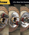 Pro Grade Wheel Hub Cleaning Kit with half inch drive impact socket and 2 inch abrasive pads scrubbing brake hub surface