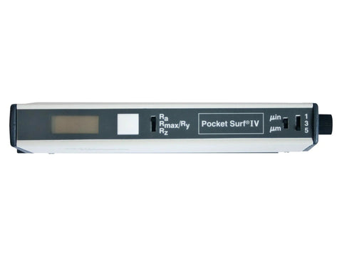 Portable Surface Roughness Gauge With Four Parameters Ra Rmax Ry Rz Aluminum Body Durable And Accurate Pro Grade Readouts After Measurement Adjustable Measure Length 1x 3x Or 5x Cutoff For Precision Metrology On The Go. handheld aluminum gauge front view