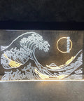 Great Wave Off Kanagawa LED Neon Sign Dope Wall Art In White And Yellow 12x16 Inch Neon Light For Modern Room Decor 3D Look