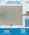 Heavy Duty Oil Absorbent Pads Suck Up Grease And Fuel Like A Champ, showing full and half sheet sizes for easy automotive cleanup.
