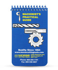 Heavy Duty Machinist Pocket Guide And Machine Shop Handbook No Nonsense Reference For Cutting Tools Taps Dies Drill Bits End Mills Feed Speed Tables And Lube Charts For Tool Box, blue spiral-bound guide.