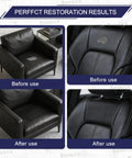 Before and after restoration results using Self Adhesive Leather Repair Patch Tape Kit For Furniture And Car Interiors DIY Friendly