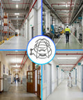 2 Pack Heavy Duty Fire Sprinkler Head Guard Cage For Standard 1/2 And 3/4 Inch NPT Upright Or Pendant Heads featuring a shield in a warehouse.