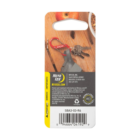 Product packaging displaying Size 3 S Biner Dual Carabiner Aluminum With Dual Gates And Two Clip Points For Keys Gear Blue Finish.
