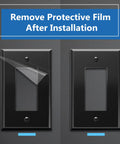 Reflective Mirror Glass Light Switch Cover showing protective film removal for Oversized 3-Gang Plexiglass Wall Plate in Silver Finish.
