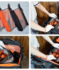 Clear Tool Pouch Set With Zipper, 13 Inch Pouches displayed on pegboard and in use for quick access to small hand tools in bag
