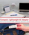 Three Outlet Wall Tap Power Extender For Home And Office Grounded 3 Prong Indoor Rated UL Listed Adapter Space Saving
