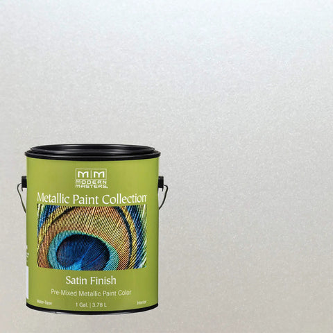 Pearl White Metallic Paint In Satin Finish, 1 Gallon, Water Based, Low VOC, Intermixable Interior Use can