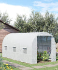 Walk In Tunnel Greenhouse Kit 15 Ft By 7 Ft By 7 Ft With 6 Roll Up Windows And Roll Up Door, Steel Frame, White Cover in garden