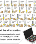 Pro Grade Router Bit Set For Woodworking One Quarter Inch Shank Molding Cutter Kit with multiple carbide bits and alumibox case