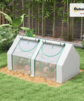 Portable Greenhouse Shelter 6 Foot By 3 Foot By 3 Foot With Dual PE Covers, Steel Frame, Roll Up Windows in backyard setting