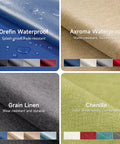 Fabric options for Custom Bench Cushion For Indoor And Outdoor Benches And Window Seats with waterproof, linen, and chenille types.