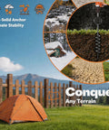 15 Inch Screw In Tent Stakes Set With Heavy Duty Ground Anchors Includes Adapter And 30 Ft Nylon Rope Orange 12 Pieces application