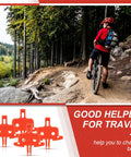 Cyclist on trail, red 4 Pack Bicycle Disc Brake Spacers, Lightweight Plastic Disc Pad Spacers For Hydraulic Disc Brakes displayed below