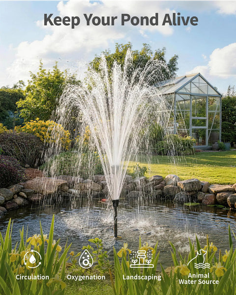 Pond Fountain Pump Kit With RGB Lights And Remote Control Low Noise No Fuss Submersible 660GPH Water Pump in garden pond