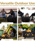 Crossweave Outdoor Wood Burning Fire Pit For Patio Or Yard 36 Inch Round Black Fire Pit for reunions, backyards, camping, vacation homes.