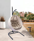 Hanging Egg Chair With Stand Cozy Indoor Outdoor Swing Seat With Plush Cushions Comfy Plush Comfort Weather Resistant Fabric
