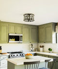 Prince 3 Light Flush Mount Oil Rubbed Bronze With Open Frame And Crystal Clear Glass Shades in kitchen ceiling