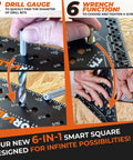 Six In One Carpenter Square Seven Inch T Square For Fast Woodworking showing drill gauge and wrench functions