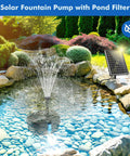 Solar Pond Filter With Fountain Pump Kit 8W Outdoor Pond Bird Bath Waterfall DIY Water Feature High Efficiency Filtration System